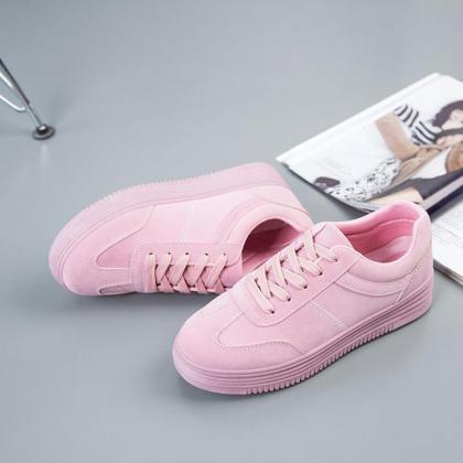 Sneakers Woman Casual Pure Color Flat Heel..
