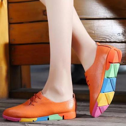 Pointed-toe Lace-up Sneakers With Colourful Sole