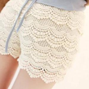 Elasticated Waistband High Waist Crochet Lace..