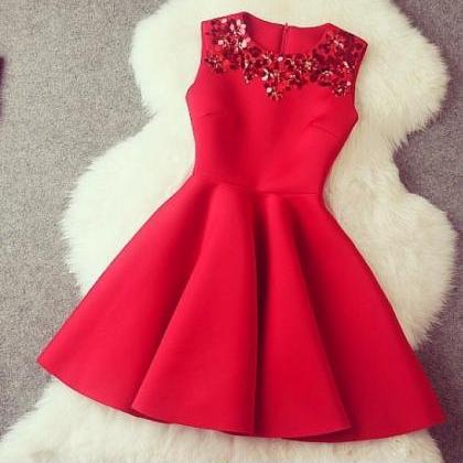 Gorgeous A Line Red Short Dress With Sequins Red..