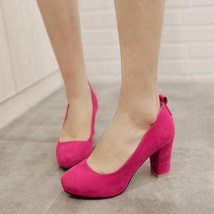 Thick Heel Pumps With Bowknot Ankle Strap