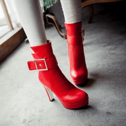 Women's Thick High Heel Ankle Boots..