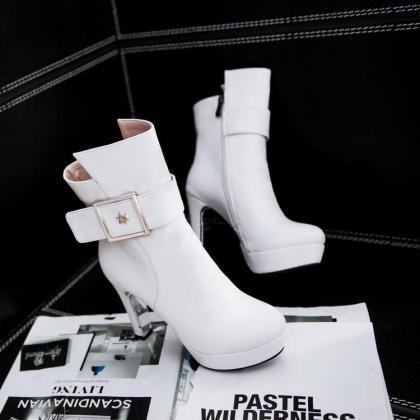 Women's Thick High Heel Ankle Boots..