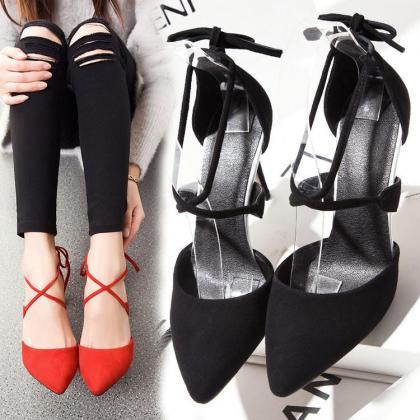Womens Sexy Lace Up High Heel Pointy Toe Sandals