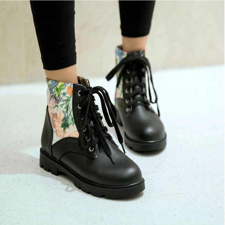 Women's Sweet Fashion Printing Tied Ankle Boot