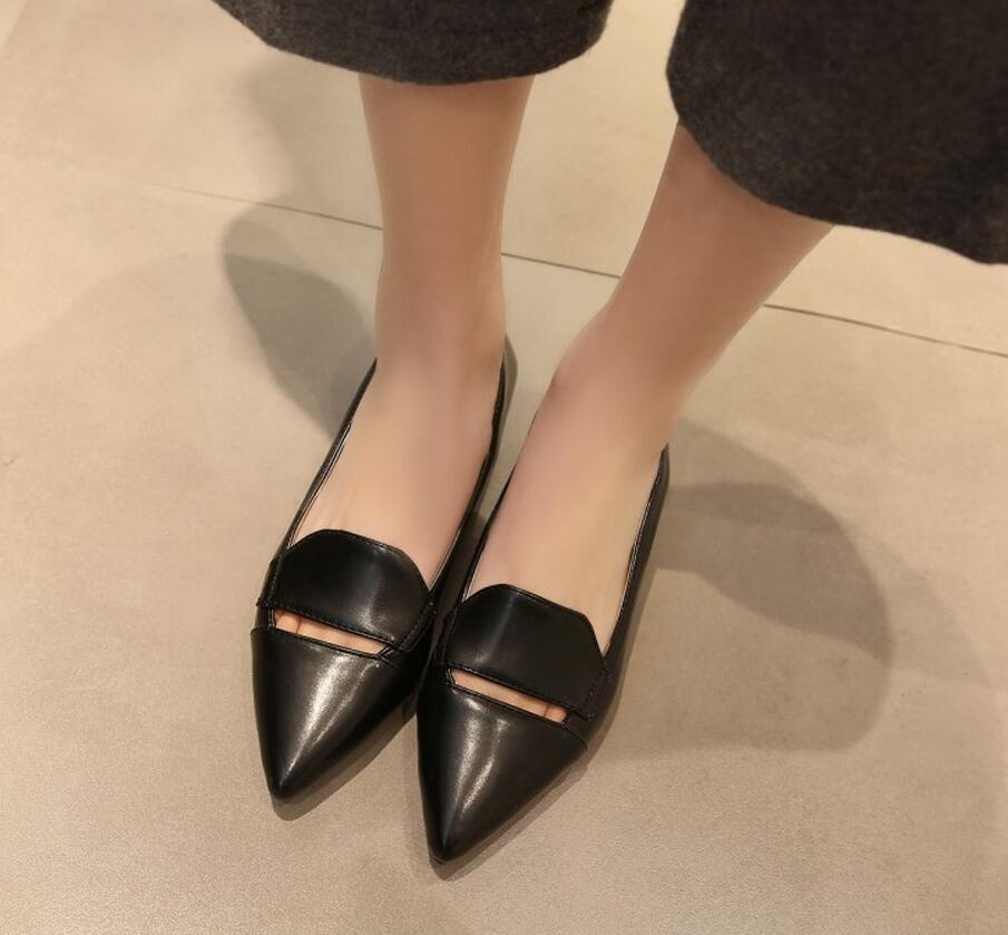 Loafers Flats Women Fashion Simple Hollow Solid Pointed Toe Moccasin