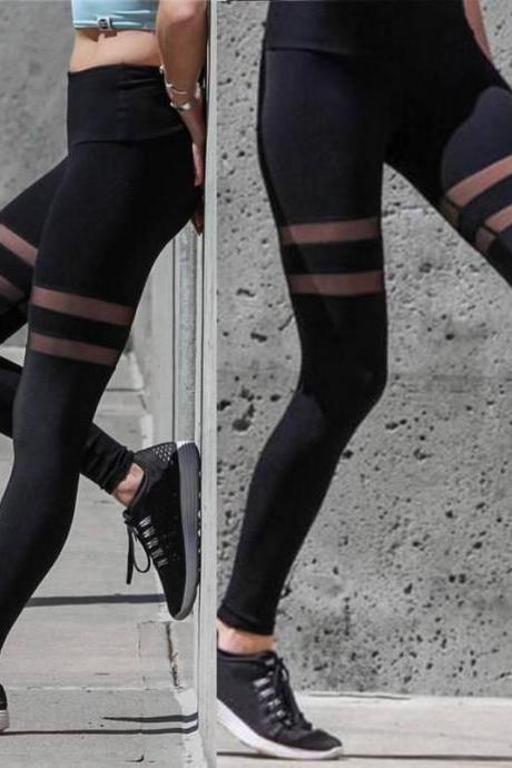 Womens Solid Mesh Patchwork Yoga Sport Running Brethable Pants Womens Solid Mesh Patchwork Yoga Sport Running Brethable Pants