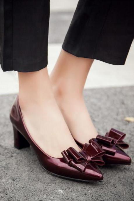 PU Leather Point Toe Stiletto Heel Pumps
